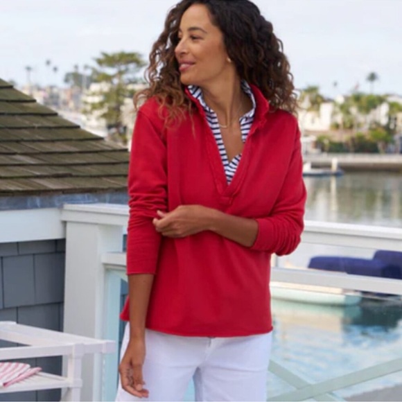 Frank & Eileen Tops - Frank & Eileen Cotton Red Patrick Pop Over, Limited Color, NEW